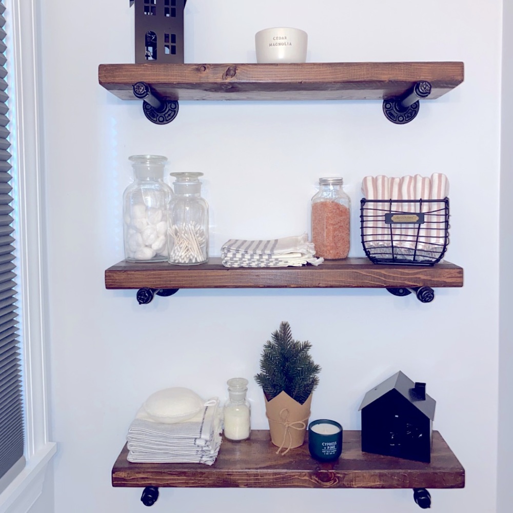 3 Handmade Floating Wood Shelves